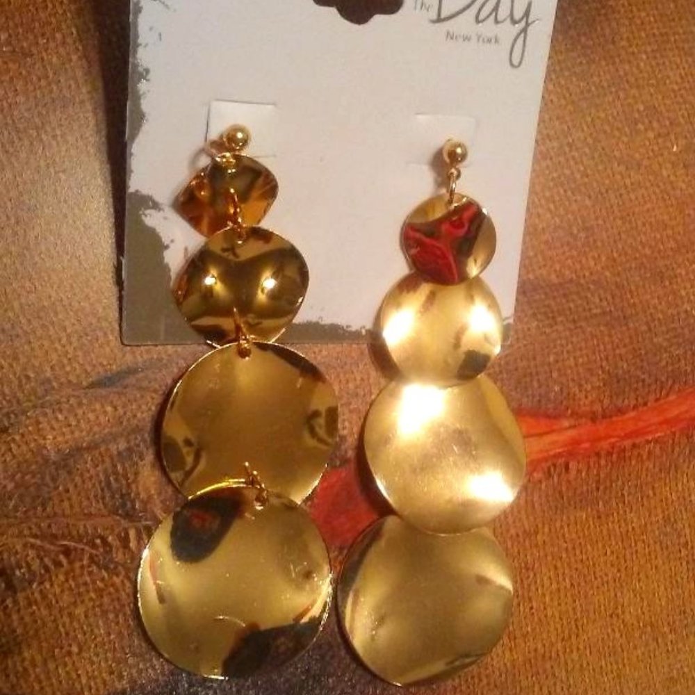 By the Bay New York Hammered Gold Tone Earrings